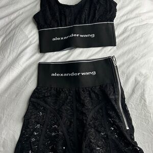 Alexander Wang Black Lace Crop Top and Shorts